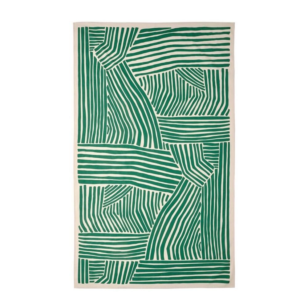 IKEA NÄBBFISK NABBFISK Tablecloth, Off-White/Green, 57"x94" (905.710.81) NEW